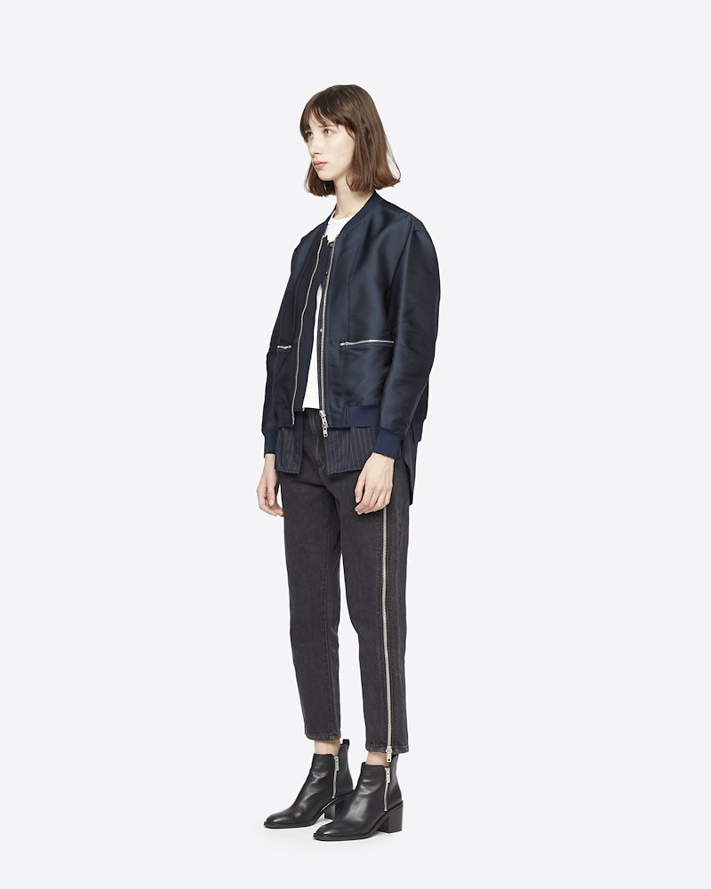 Layered Bomber Jacket-blue #1 Layered Bomber Jacket, INDIGO Synthetic->Polyester Layered Bomber Jacket from 3.1 Phillip Lim.- 3