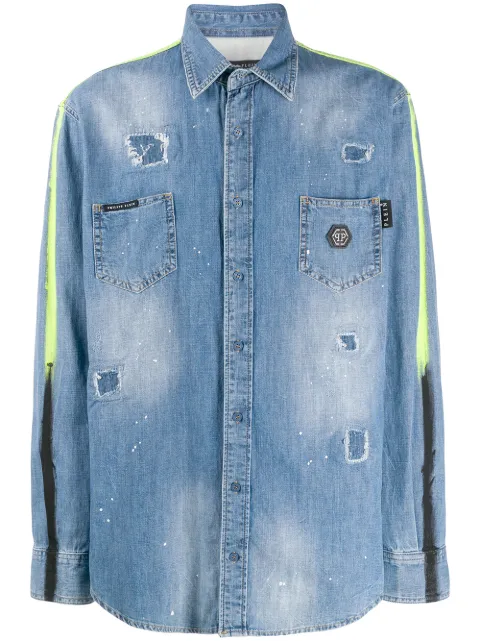 Philipp Plein ダメージ デニムシャツ