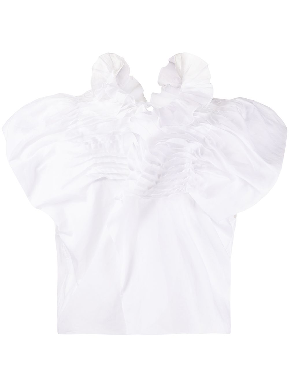 Nina Ricci Short Sleeved Ruffled Blouse In White