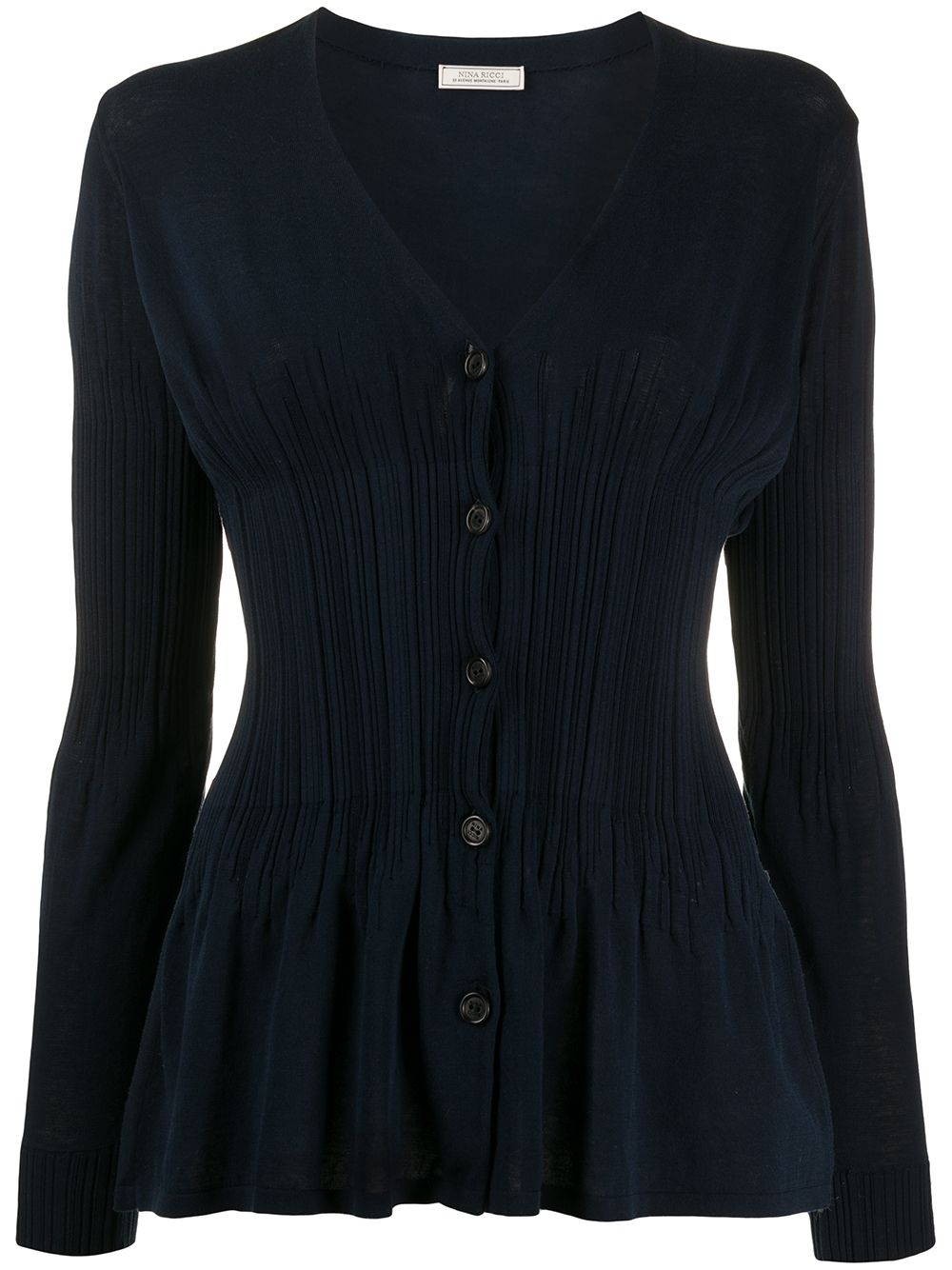 Shop Nina Ricci Fine-knit V-neck Cardigan In Blue