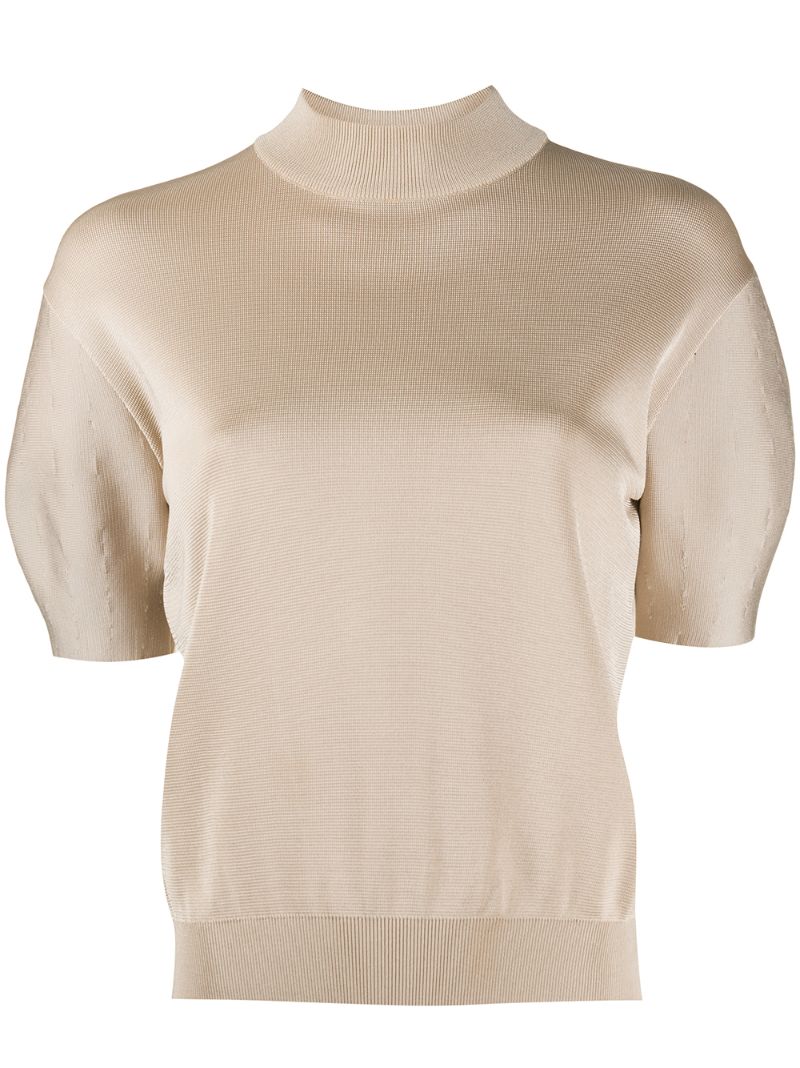 Nina Ricci Knitted Short-sleeve Top In Neutrals