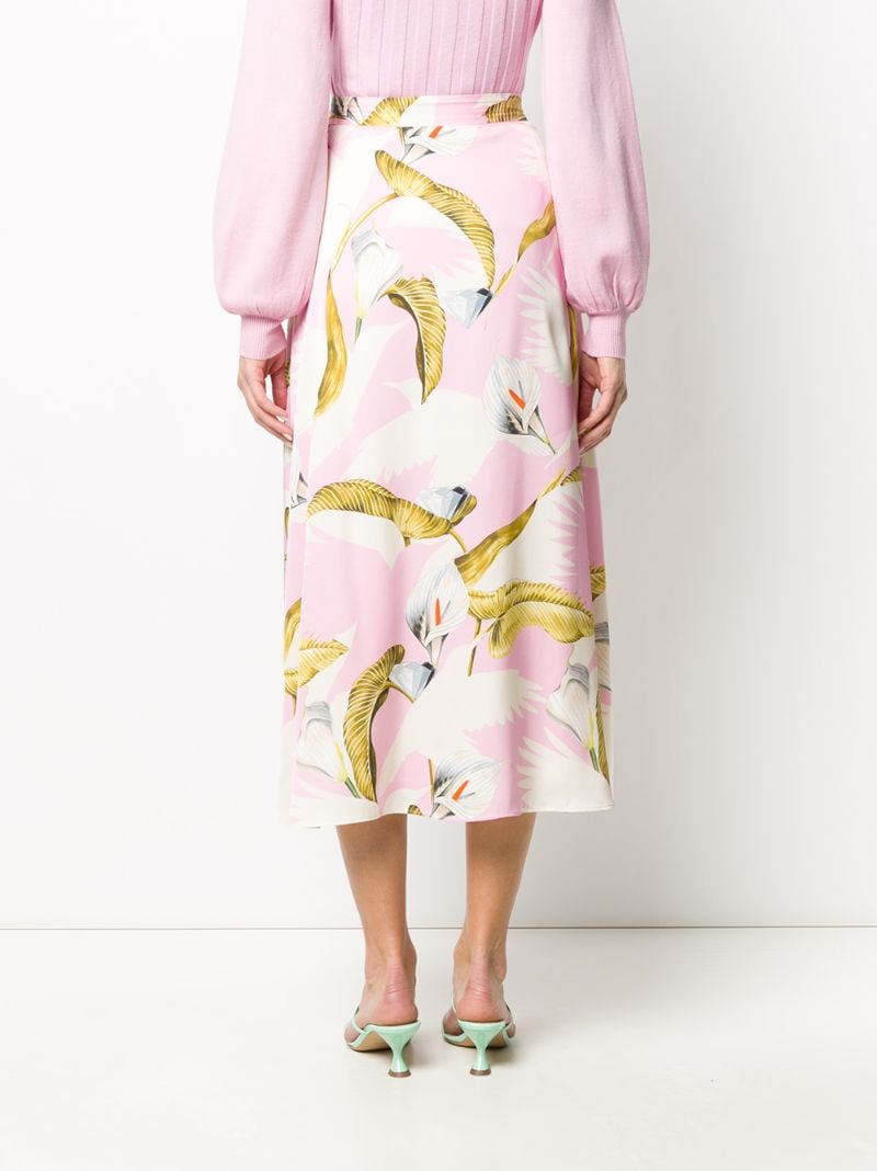 Shop Temperley London Bird Print Skirt In Pink