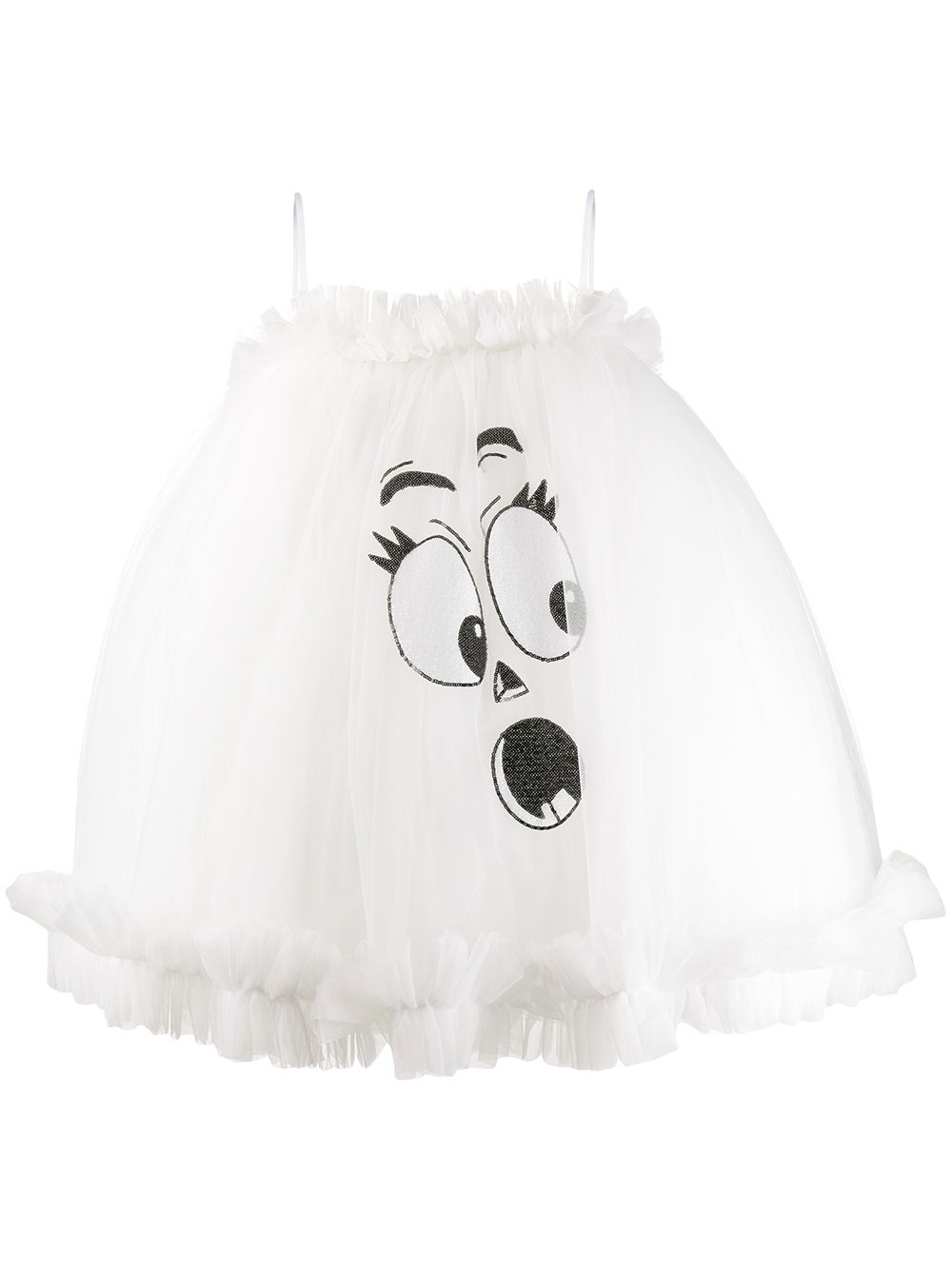 Moschino Face Motif Puffy Mini Dress In White