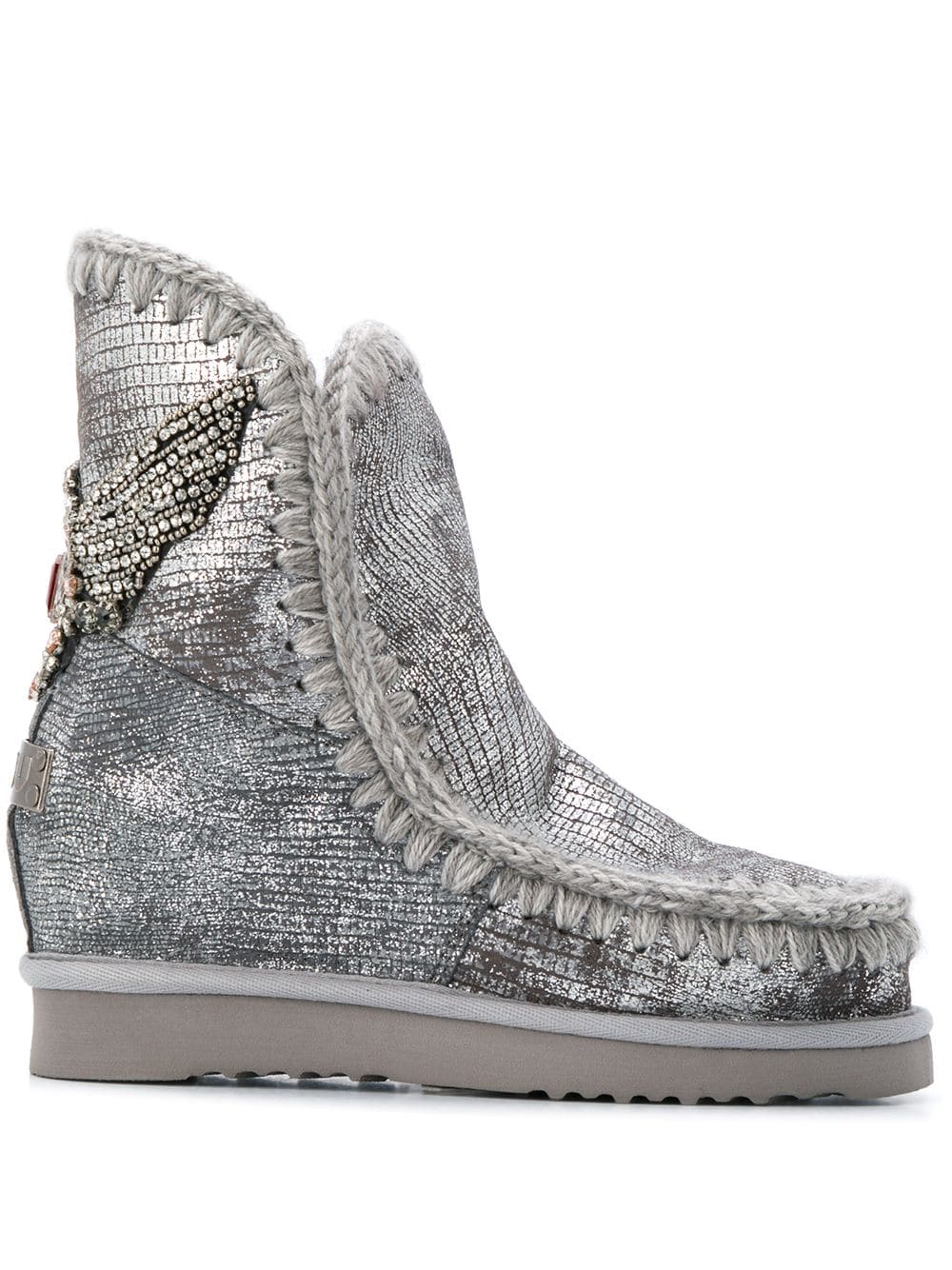 Shop Mou Eskimo 24 Eagle Patch Boots In Grey