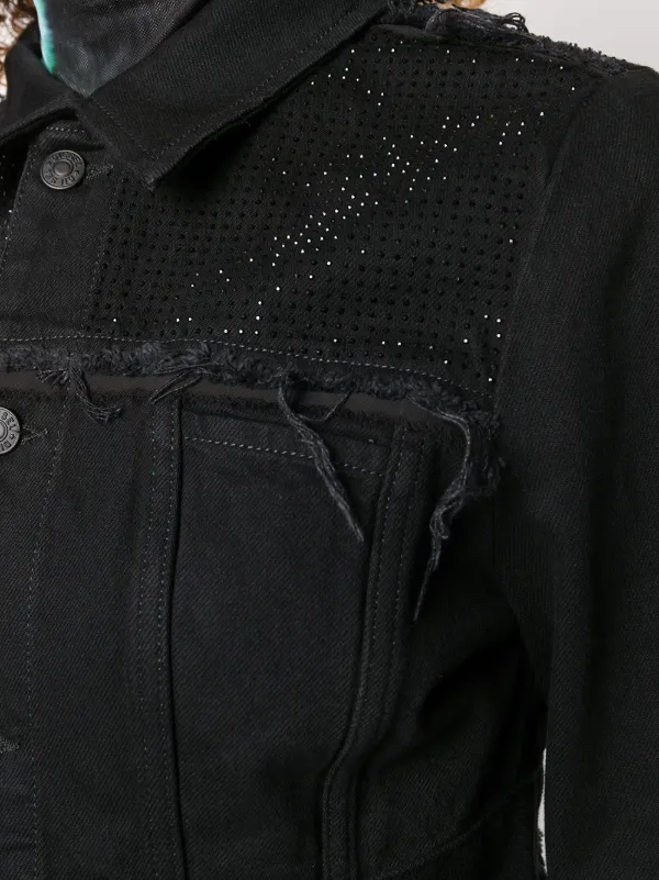 embellished black denim jacket