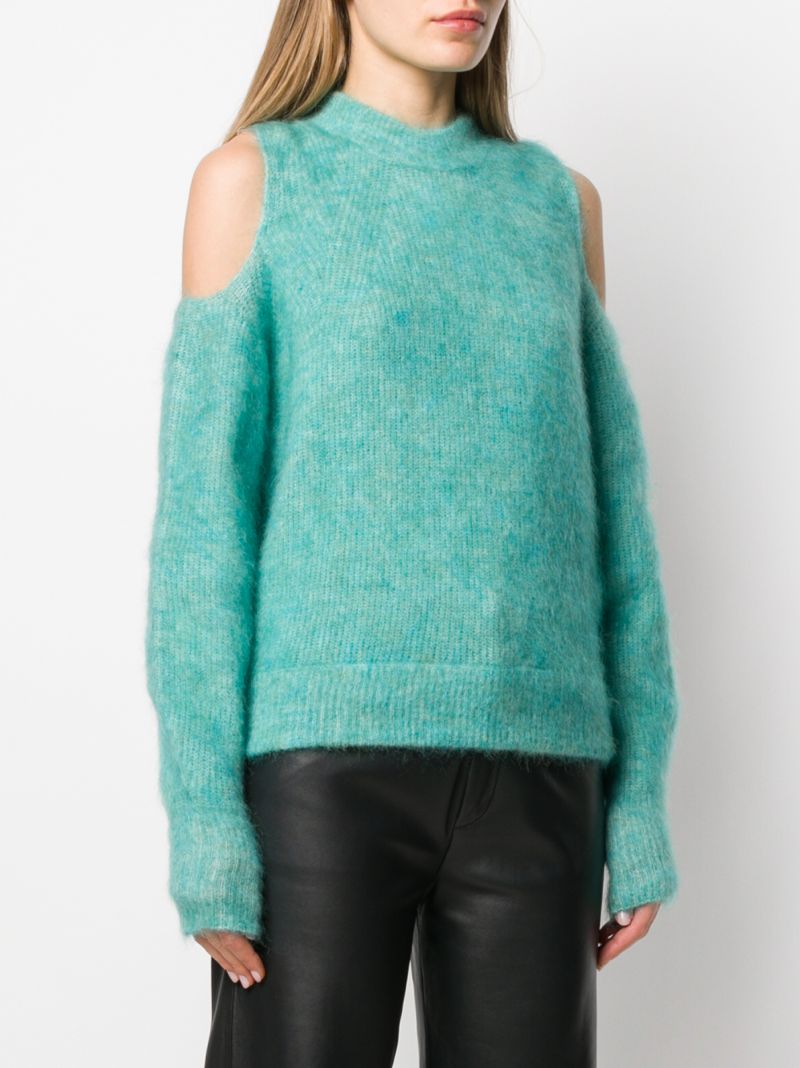 Shop Diesel M-lara Cold-shoulder Jumper In Green