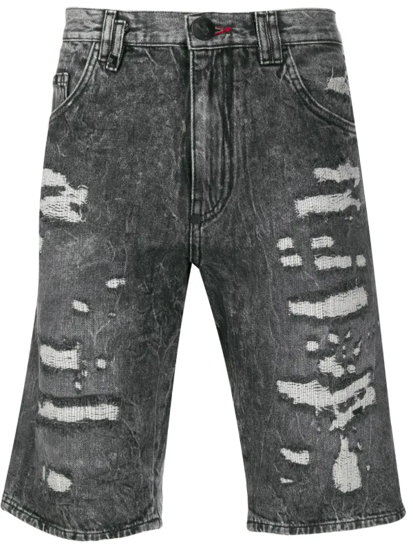 black distressed denim shorts