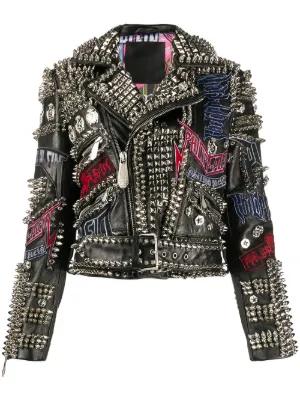 veste cuir philipp plein tete de mort