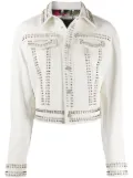 Philipp Plein skull stud leather jacket - White