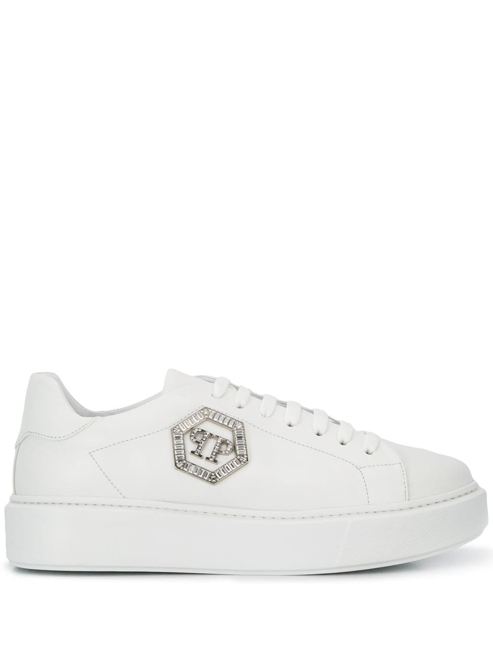 Philipp Plein Logo Plaque Low Top Sneakers In White