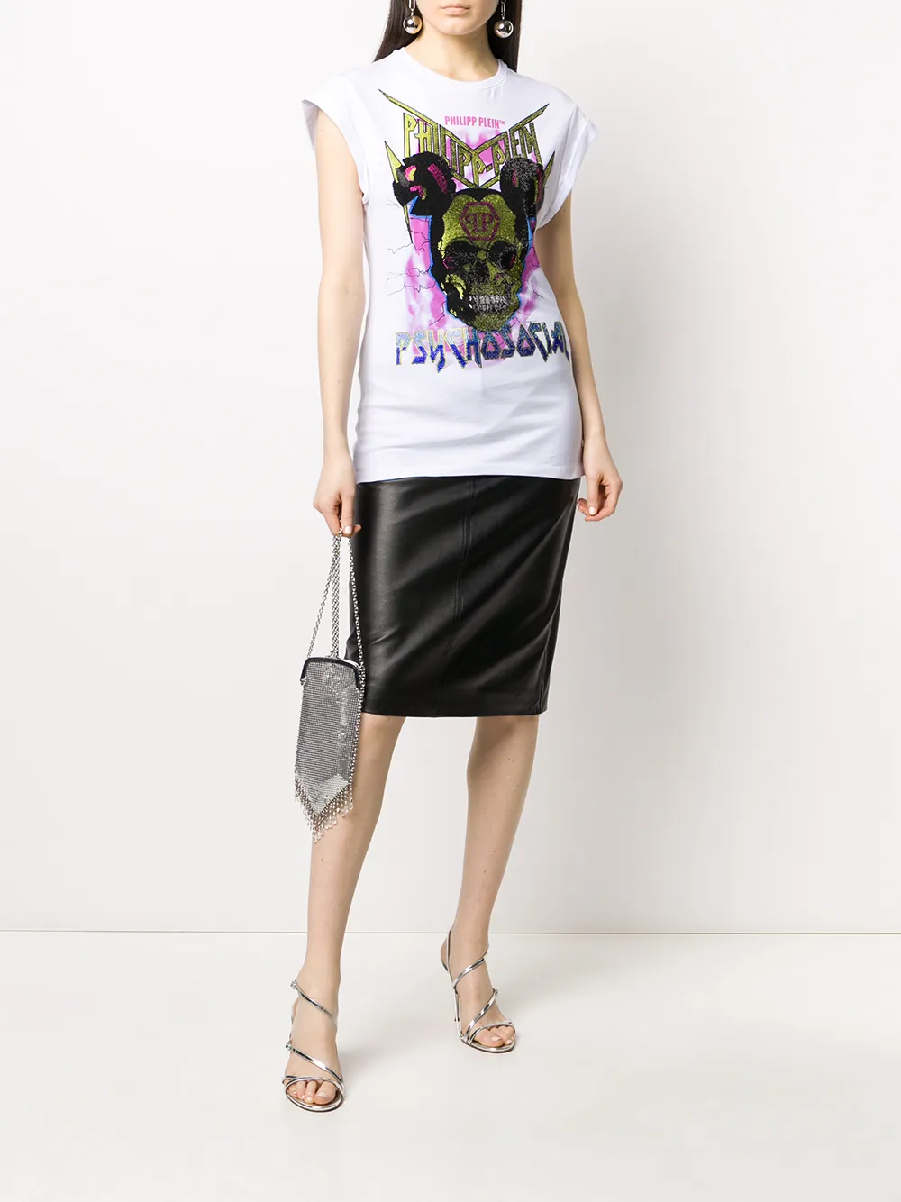 Philipp Plein T-shirt met kristallen doodskopprint Wit