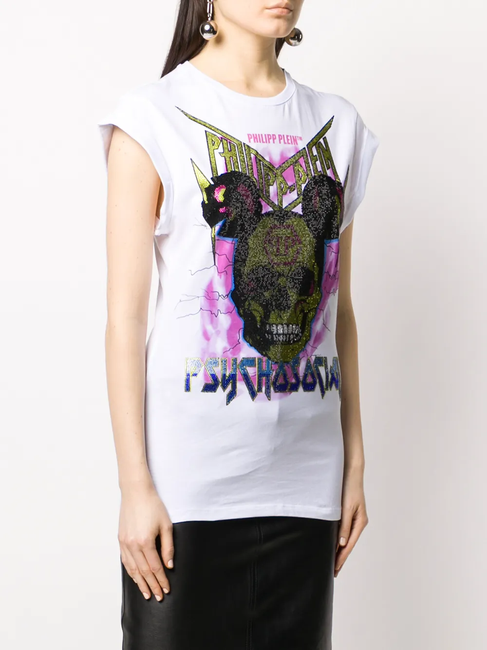Philipp Plein T-shirt met kristallen doodskopprint Wit