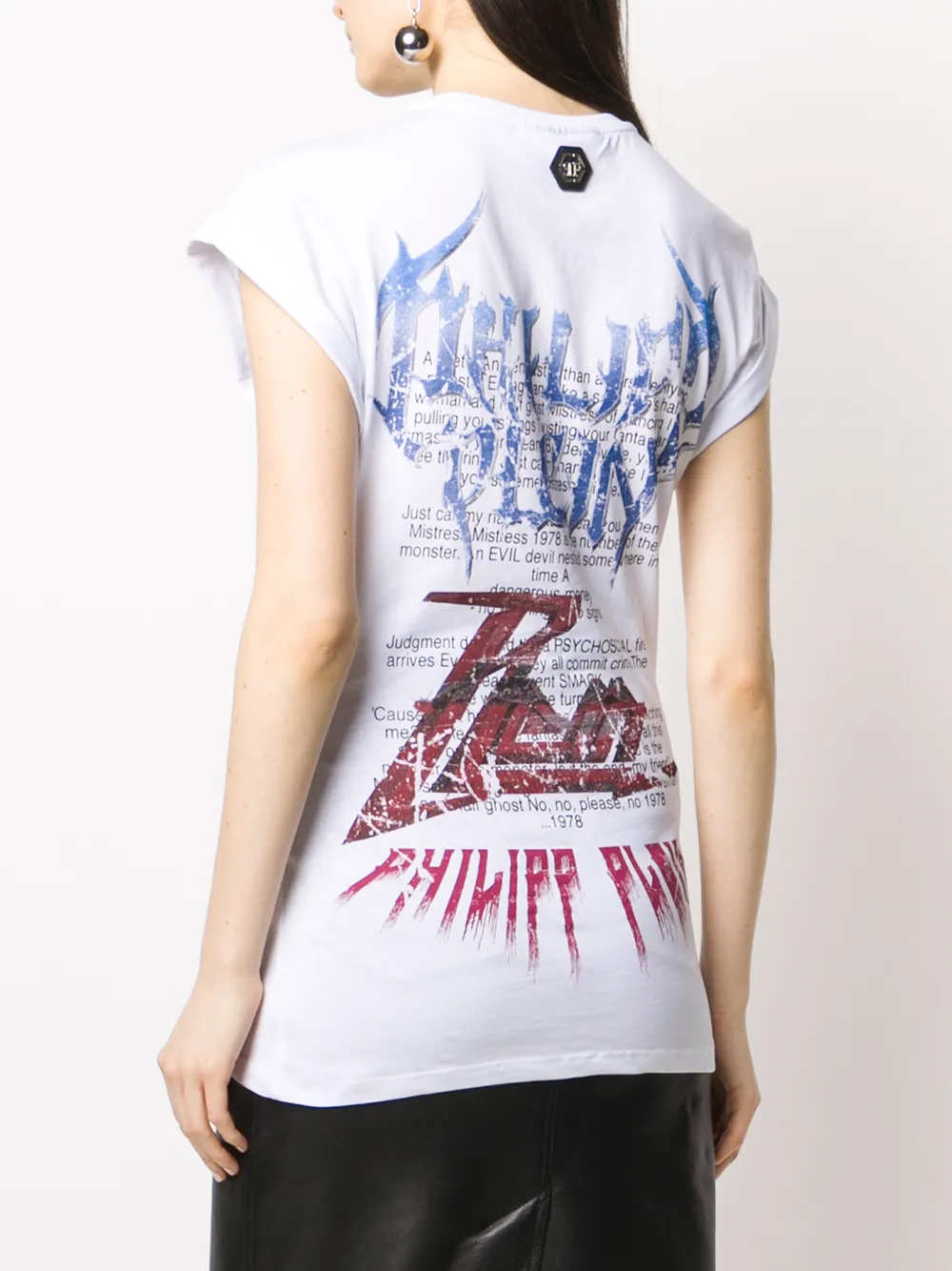 Philipp Plein T-shirt met kristallen doodskopprint Wit
