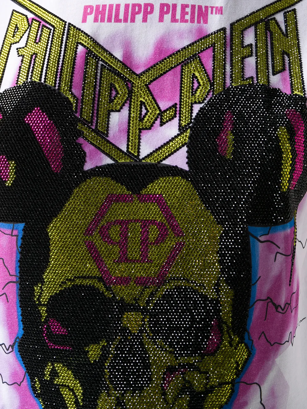 Philipp Plein T-shirt met kristallen doodskopprint Wit