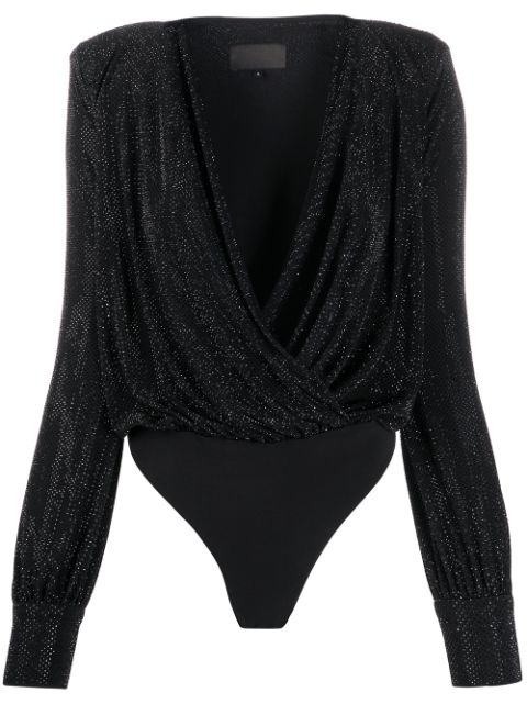 Philipp Plein crystal-embellished wrap bodysuit Women