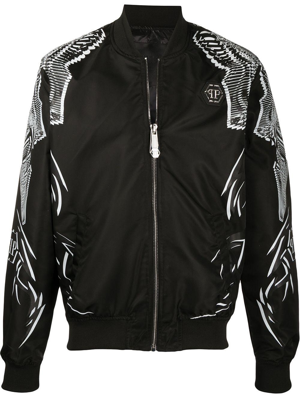 Shop Philipp Plein Graphic-print Zipped Bomber Jacket In Black