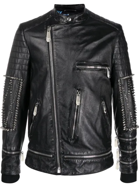Philipp Plein Giacca biker con borchie