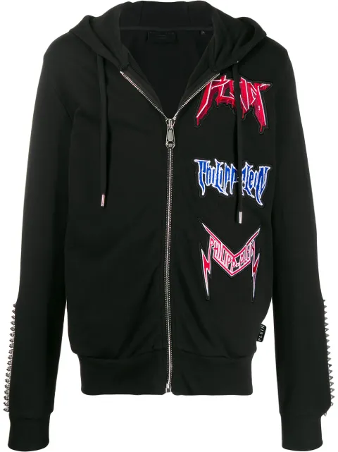Philipp Plein embroidered logo patch hoodie
