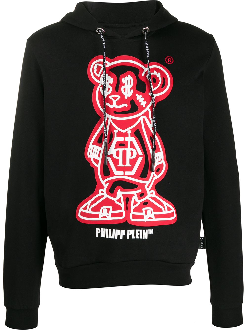 Shop Philipp Plein Teddy Bear Fleece Hoodie In Black