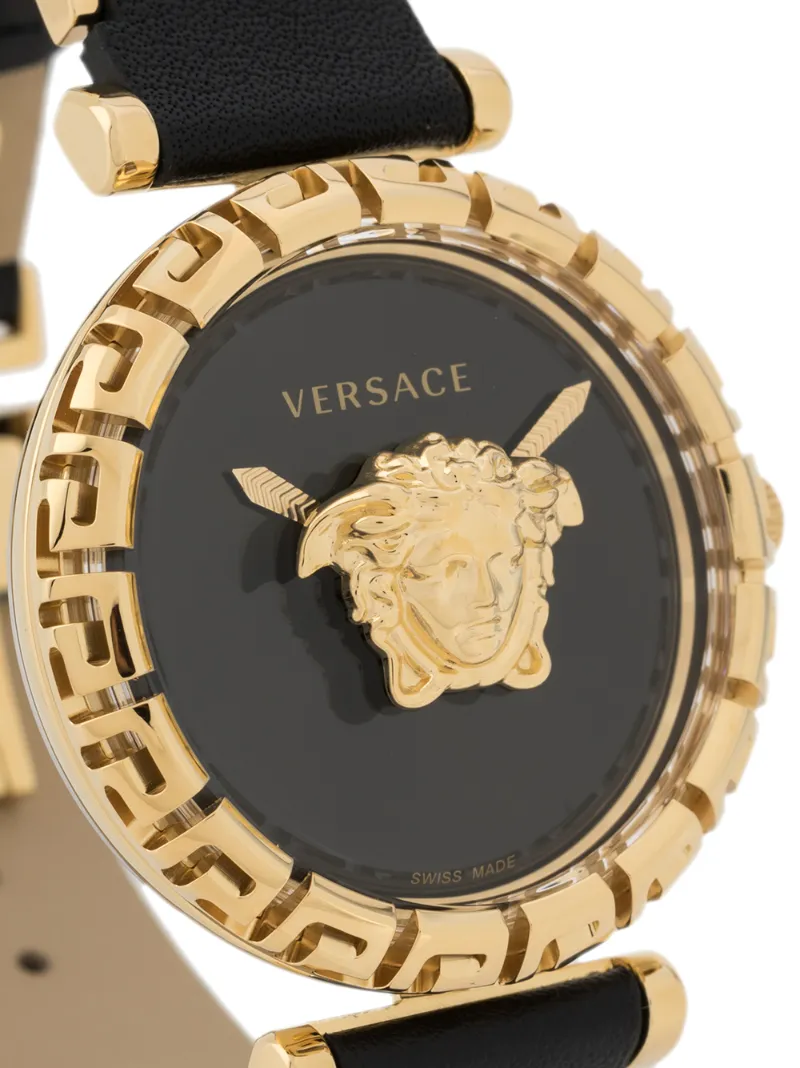 Versace Vcq00118 Palazzo Empire Goldtone Stainless Steel And Leather