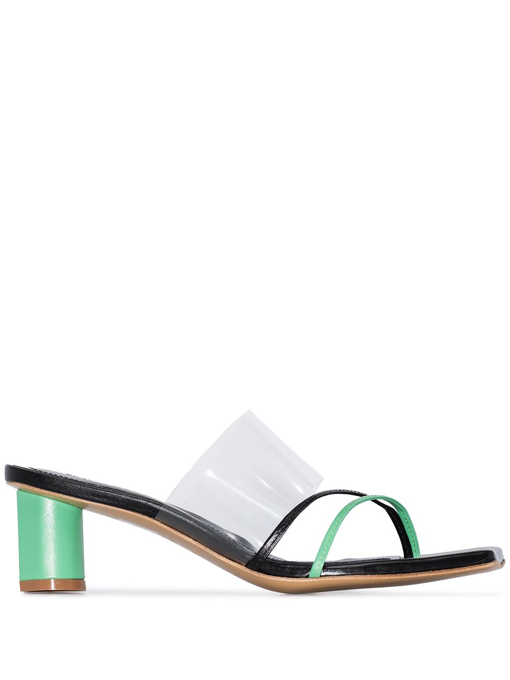 фото Salondeju black and green 50 leather and pvc mules