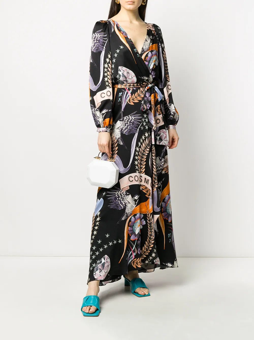 Temperley London Wikkeljurk met print - Zwart