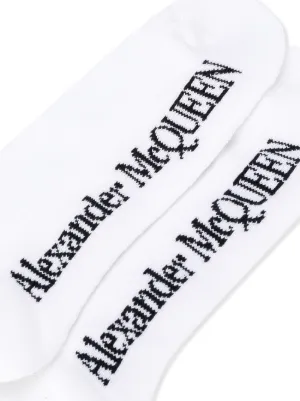 大人気 Alexander McQueen  ロゴソックス Men's McQueen Logo Socks in White | Alexander McQueen US