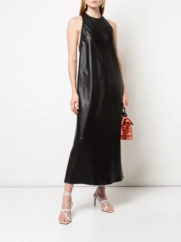 tibi backless dress Celia Drape Sleeveless Bias Dress, Black, Women's, 8 Size:Medium stretch silky twill Long a-line wedding dresses KissProm Bohemian Lace wedding