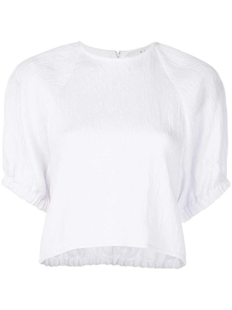 Tibi Short Sleeved Crop Top In White