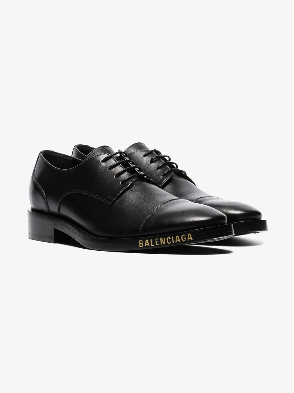 BALENCIAGA BALENCIAGA BLACK LACE-UP LEATHER DERBY SHOES,549814WA6F014677815