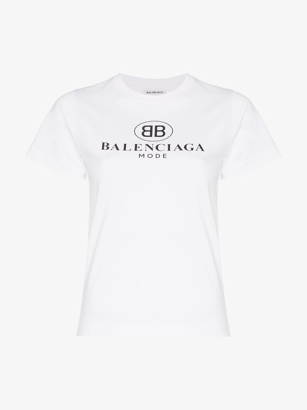 Balenciaga Logo Print Cotton T-shirt In White