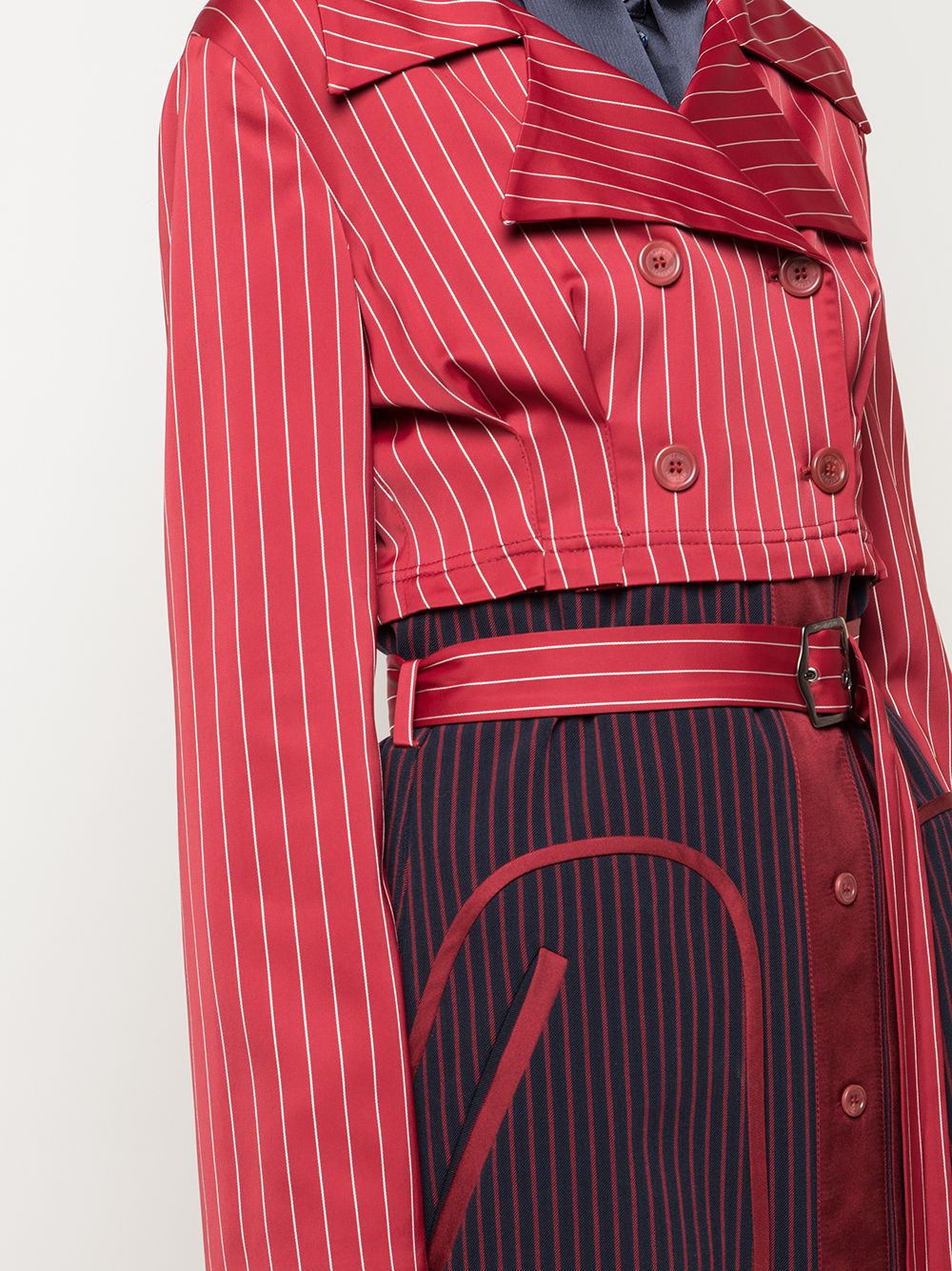 Shop Sies Marjan Pinstriped Long Trench Coat In Red