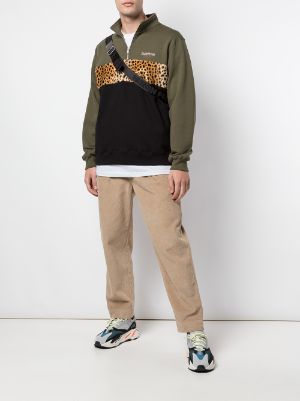 supreme leopard panel half zip