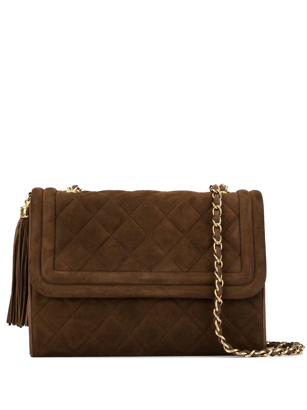 Shop brown Chanel Pre-Owned 1990s fringe chain shoulder bag with ...