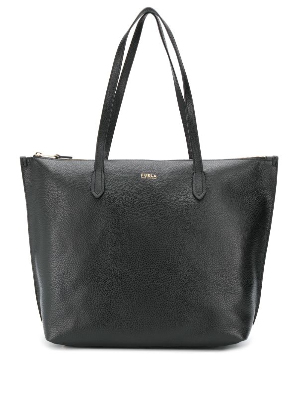 furla black leather bag