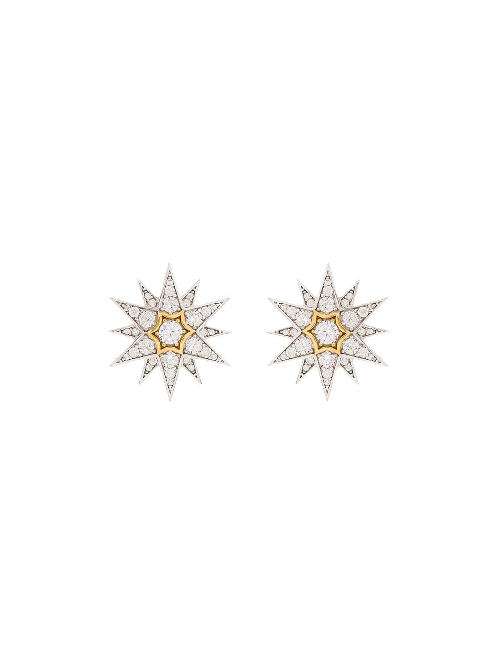 APPLES & FIGS 24K YELLOW GOLD-PLATED CELESTIAL CRYSTAL STAR EARRINGS