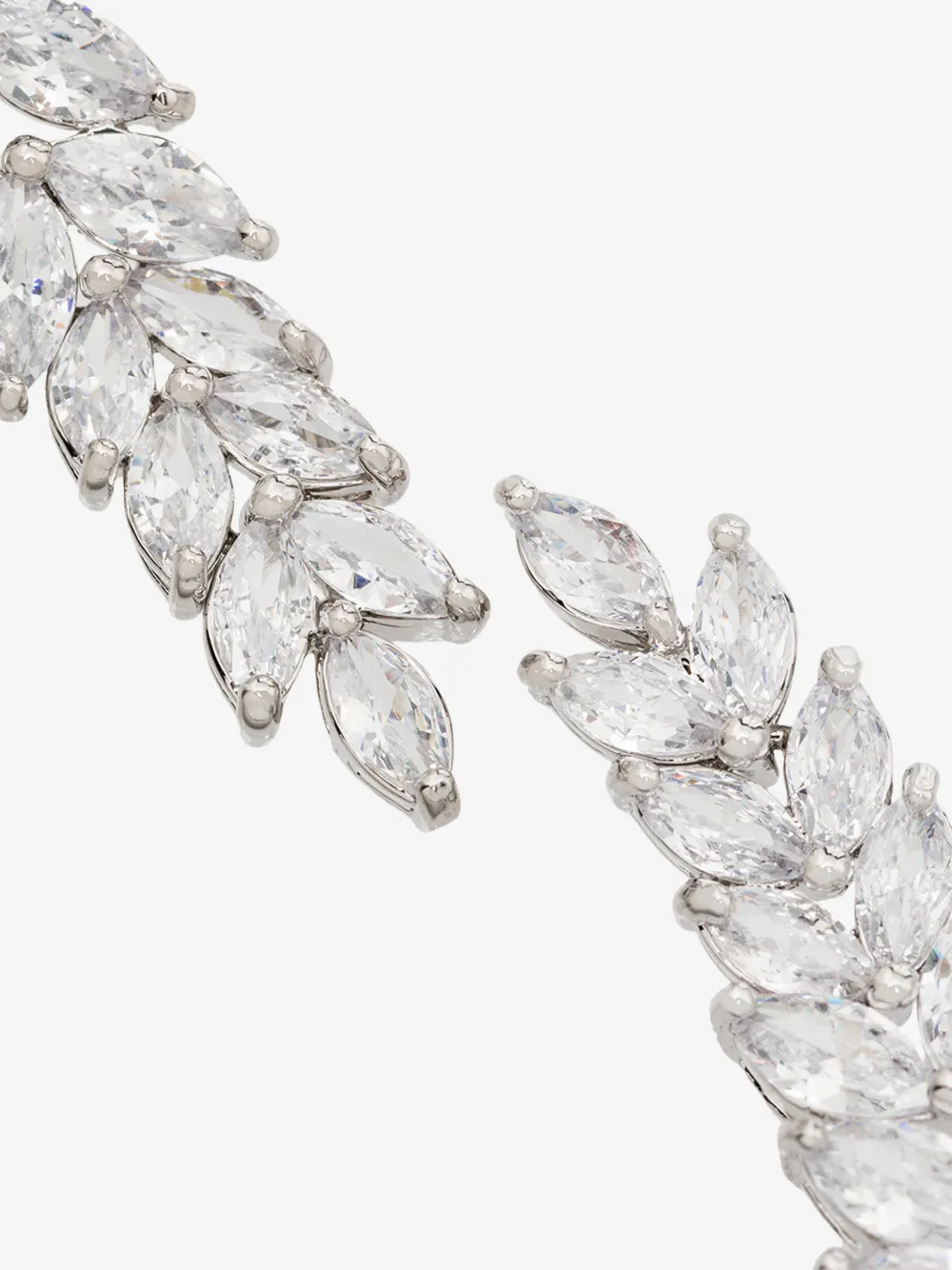 APPLES & FIGS APPLES & FIGS SILVER-PLATED CRYSTAL LEAF DROP EARRINGS,01EARMUUSELEAF14678940