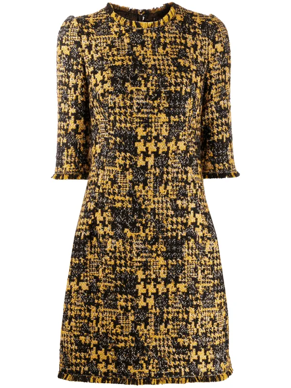 yellow tweed dress