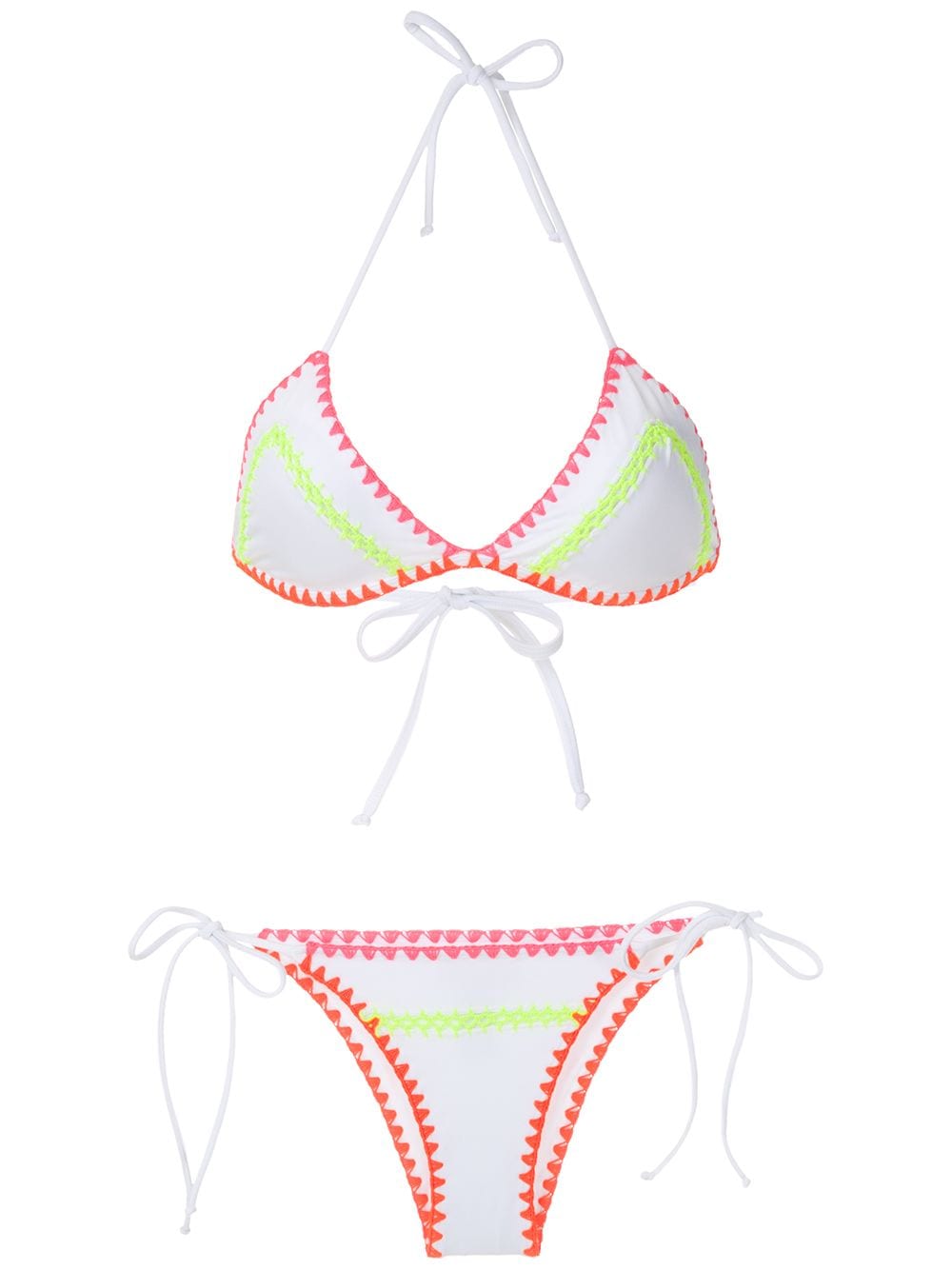 Image 1 of Brigitte Crochet neon trim bikini set