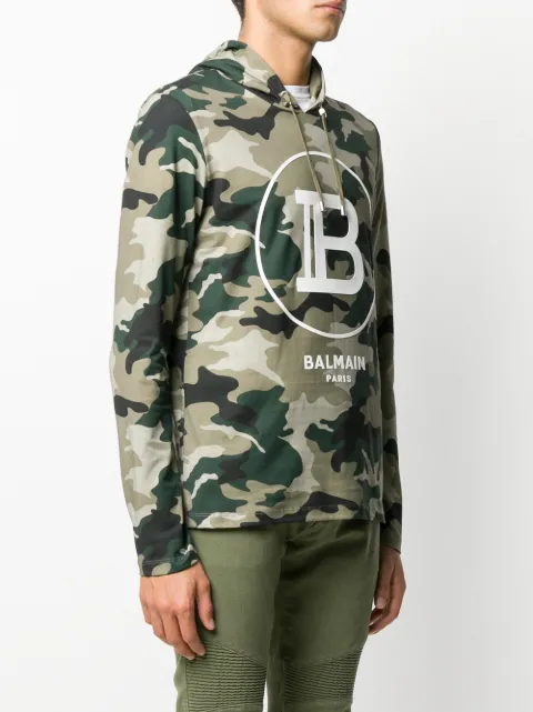 balmain camo hoodie