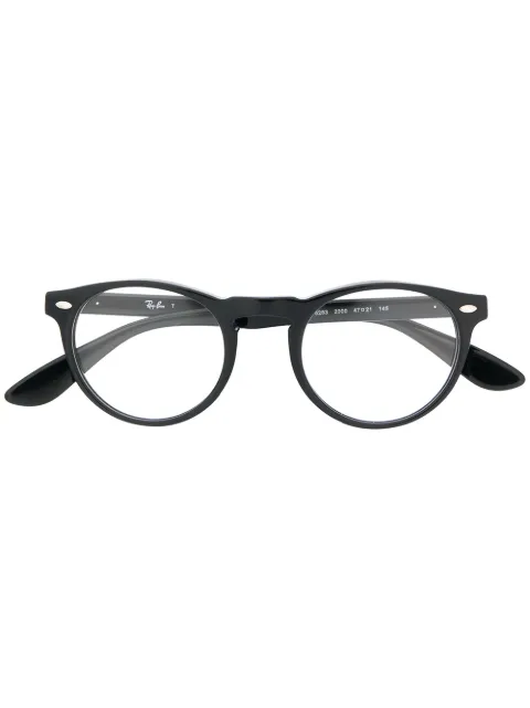 Ray-Ban round frame logo plaque glasses