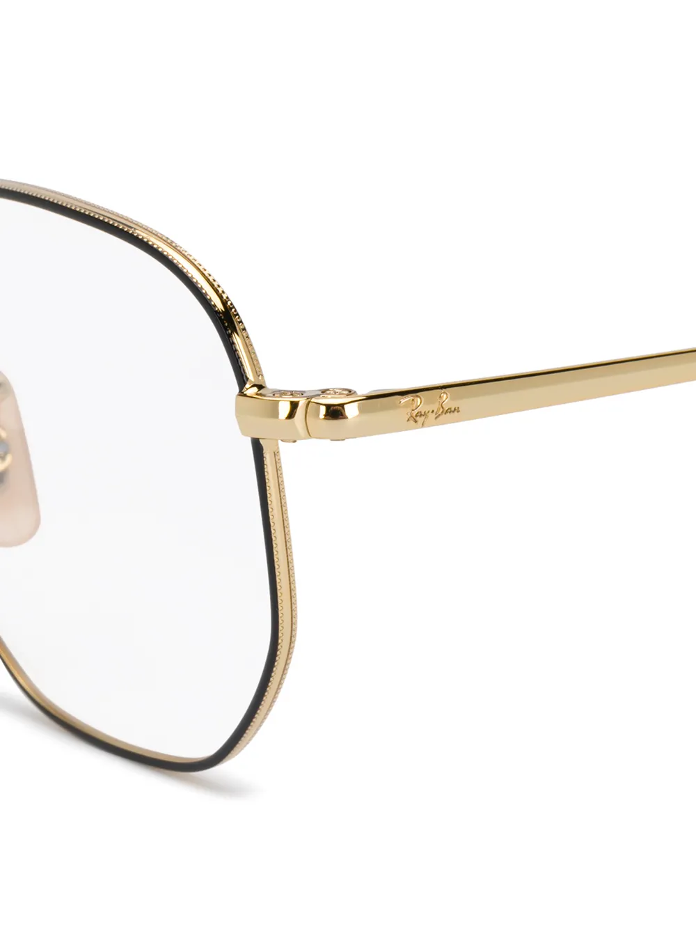 Ray Ban Two-tone Hexagonal Frame Glasses In Gold