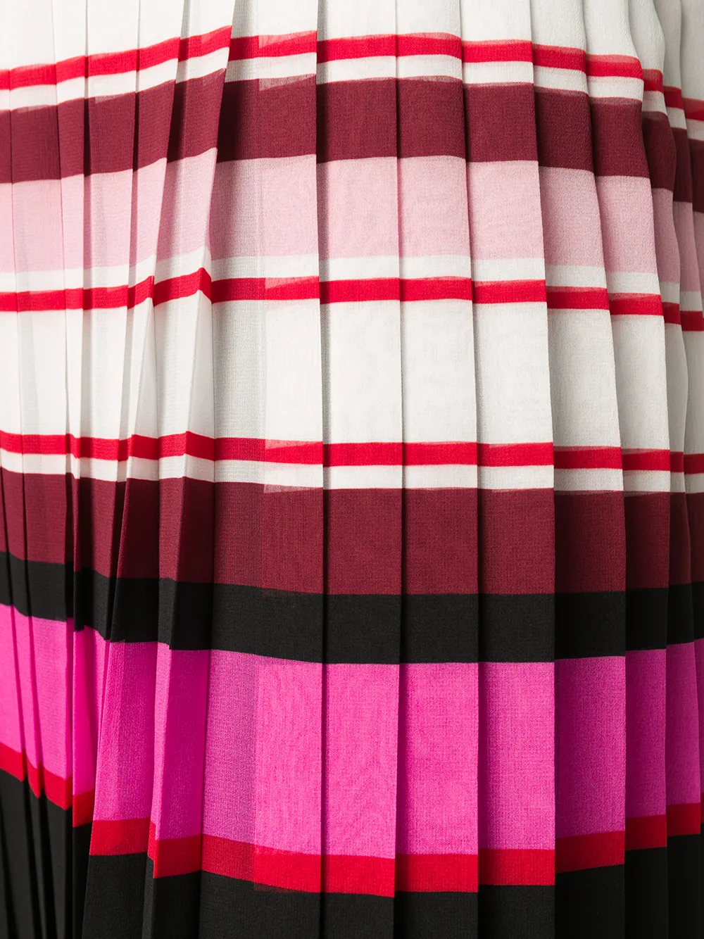 Valentino Pleated Striped Silk-georgette Midi Skirt In Pink
