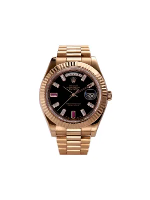 777 ساعة داي ديت بالذهب الوردي والياقوت X Rolex