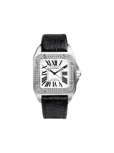 777 customised pre-owned stainless steel Cartier Santos 100 watch