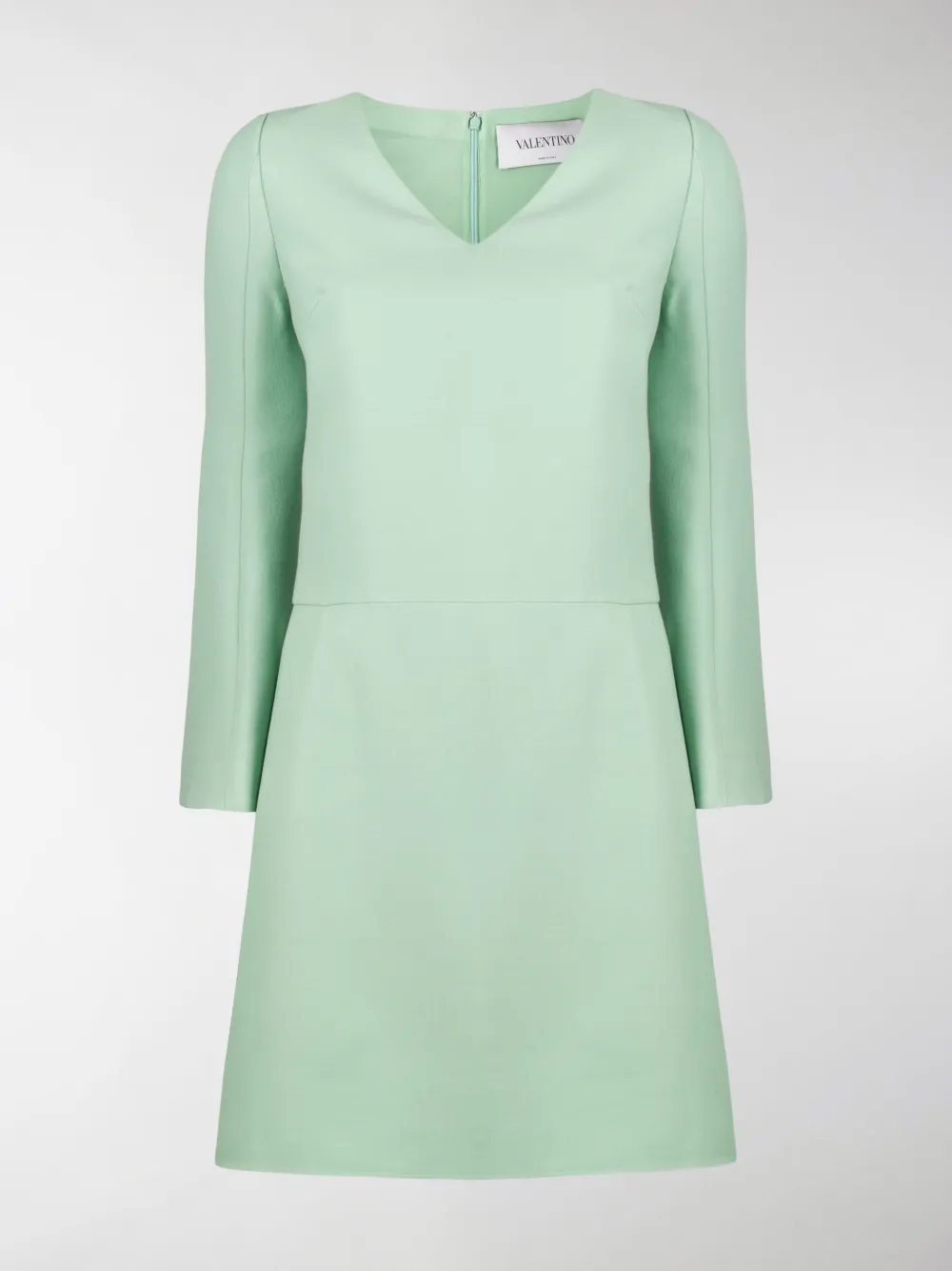Valentino V-neck Shift Short Dress In Green