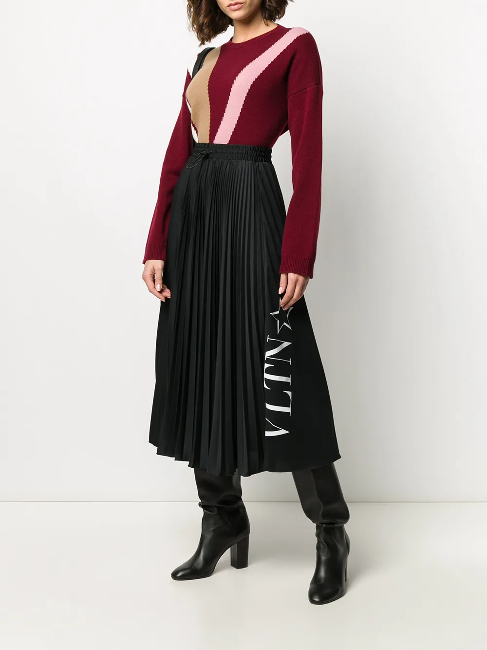 Valentino Garavani VLTN STAR plooirok - Zwart