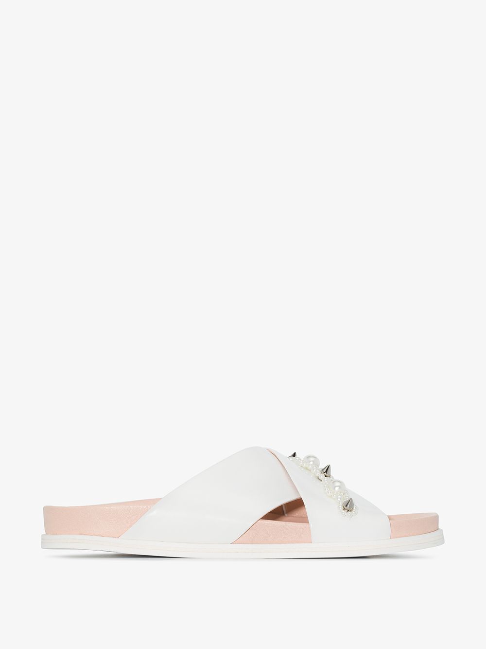 SIMONE ROCHA WHITE EMBELLISHED LEATHER SANDALS,SLD17B0740BOXLEATHER14681405