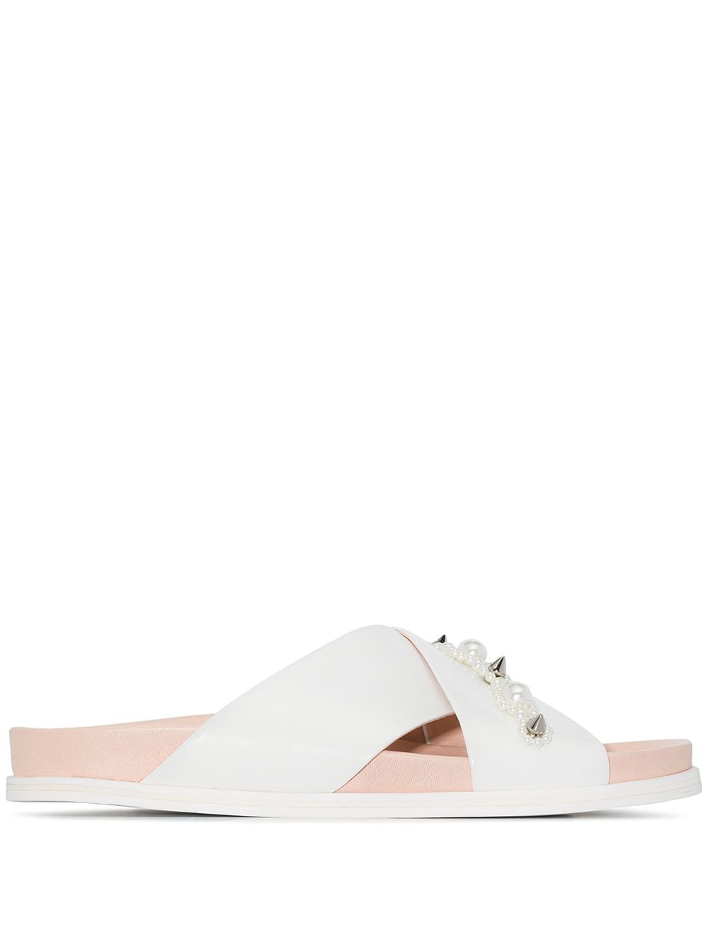 Shop Simone Rocha Embellished Flat Sandals In White