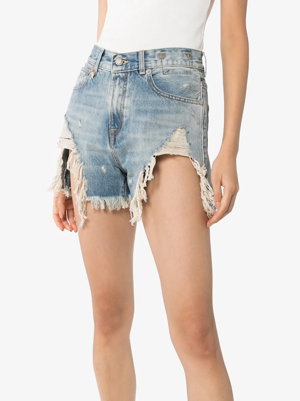 R13 R13 SHREDDED SLOUCH DENIM SHORTS,R13W019047614681512